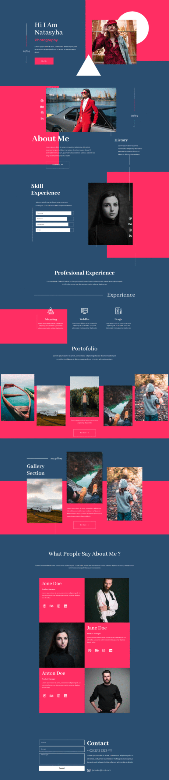 Exposure Personal Portfolio Elementor Template kit