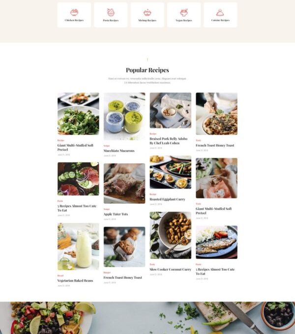 Especio Food Blog Elementor Template kit