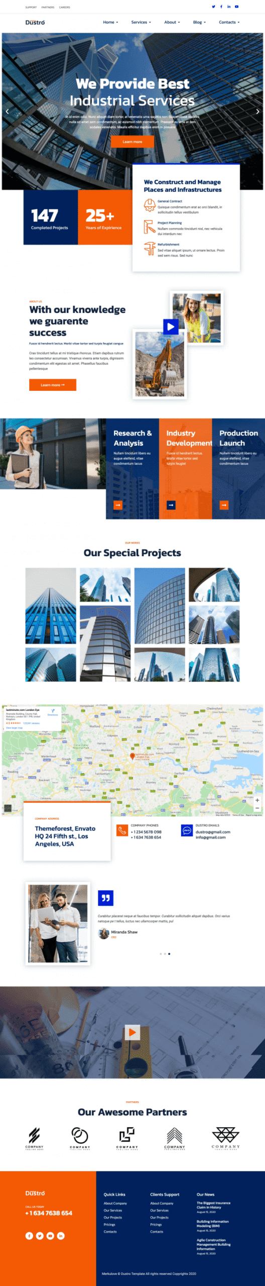 Dustro Construction Company Elementor Template kit