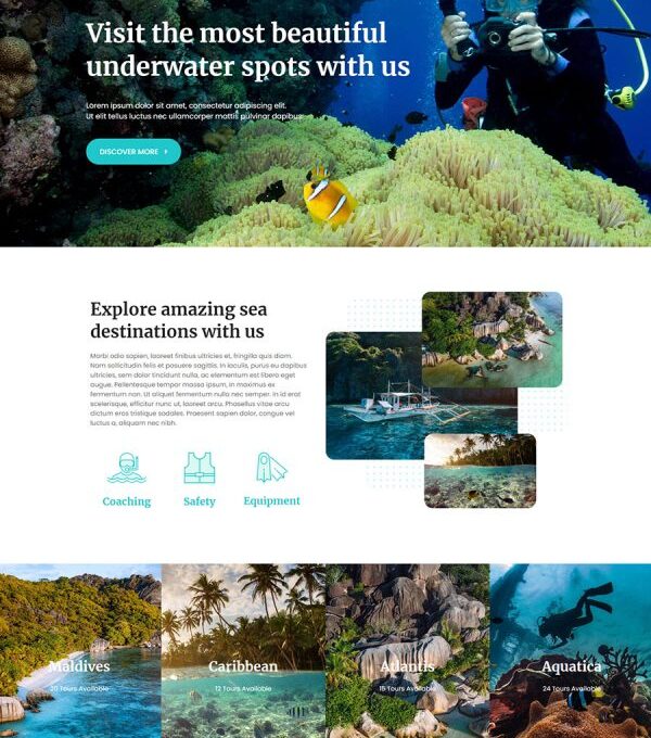 Sealosca Sea Adventure Travel Template Ki - Elementor Template Kit