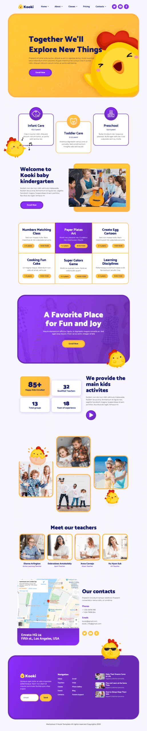 Kooki Kindergarten Elementor Template kit