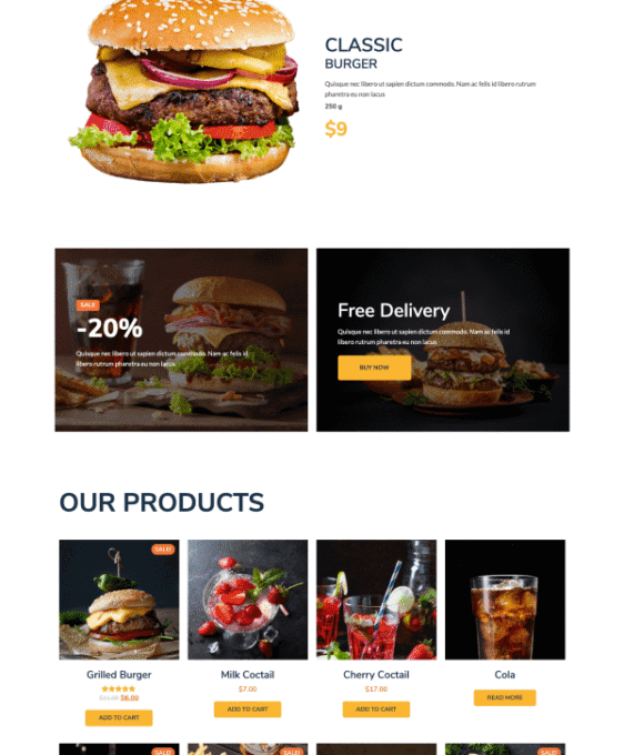 Burgos Street Food Elementor Template kit