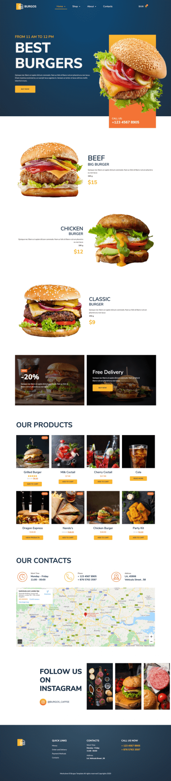 Burgos Street Food Elementor Template kit