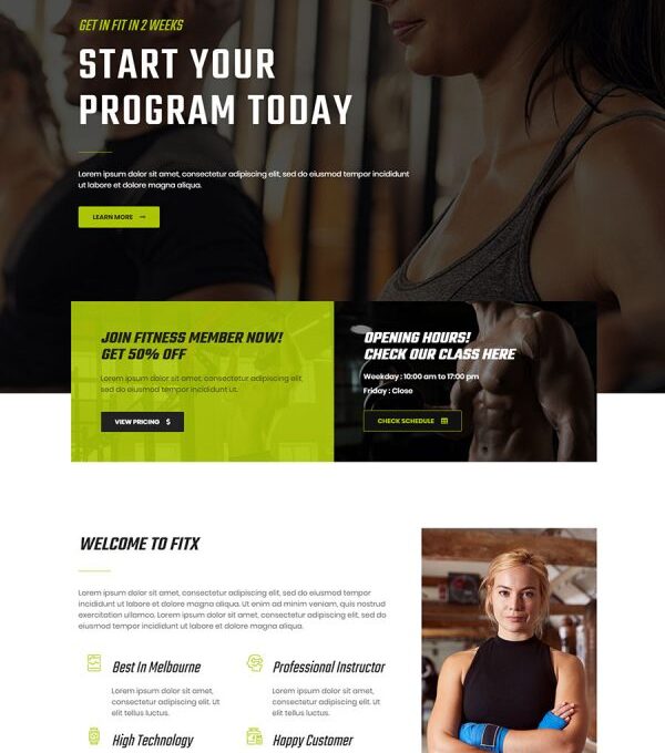 Fitx Fitness Gym Template kit