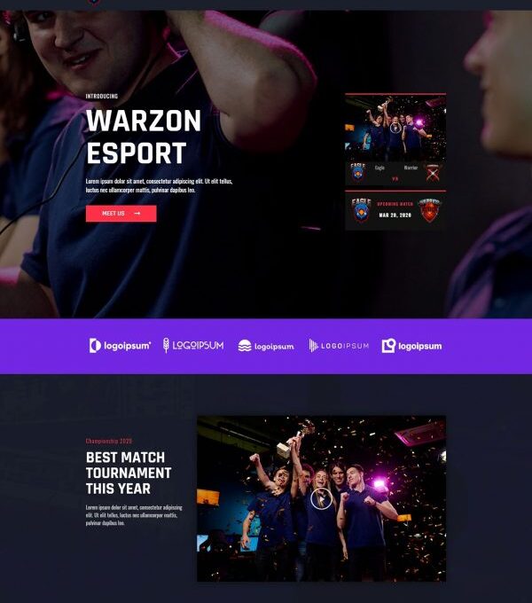 Warzon Esport Elementor Template kit