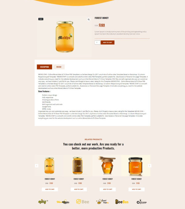 Modhu Beekeeping Honey Elementor Template kit - Image 19